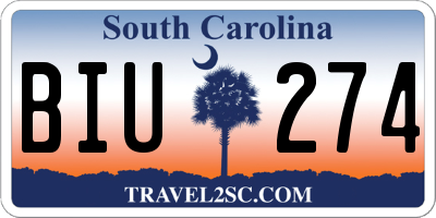 SC license plate BIU274