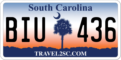 SC license plate BIU436