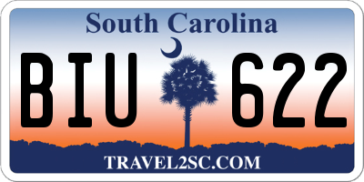 SC license plate BIU622