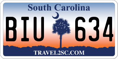SC license plate BIU634
