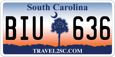 SC license plate BIU636