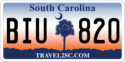 SC license plate BIU820
