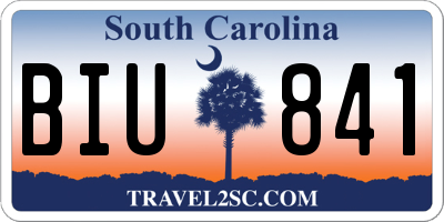 SC license plate BIU841