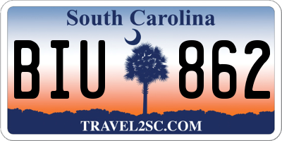 SC license plate BIU862