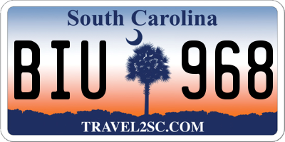 SC license plate BIU968