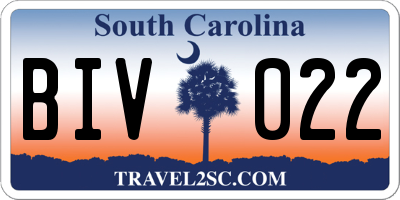 SC license plate BIV022