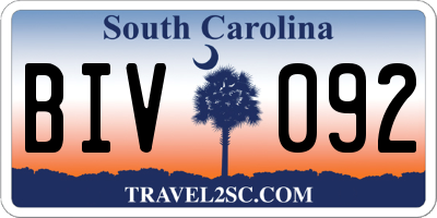 SC license plate BIV092
