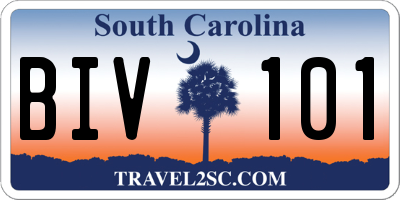 SC license plate BIV101