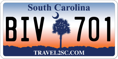 SC license plate BIV701