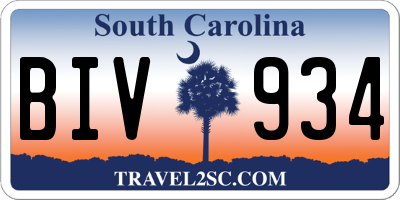 SC license plate BIV934