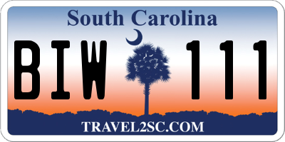 SC license plate BIW111