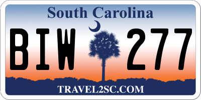 SC license plate BIW277