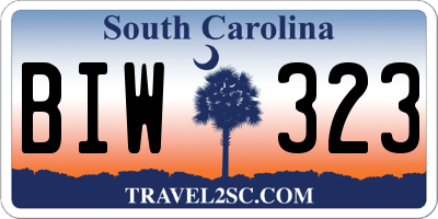 SC license plate BIW323