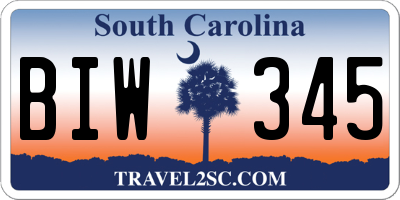 SC license plate BIW345