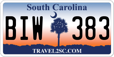 SC license plate BIW383