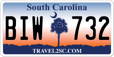 SC license plate BIW732
