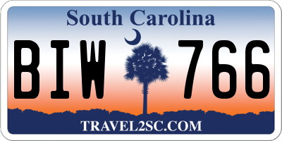 SC license plate BIW766