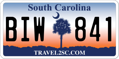 SC license plate BIW841