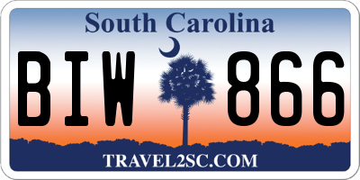 SC license plate BIW866