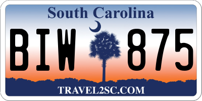 SC license plate BIW875