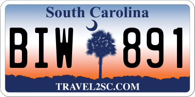 SC license plate BIW891