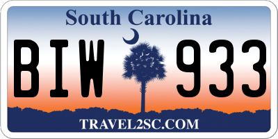 SC license plate BIW933
