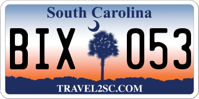 SC license plate BIX053