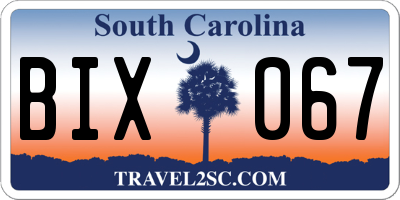 SC license plate BIX067