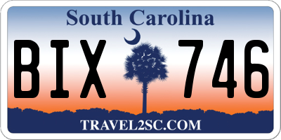 SC license plate BIX746