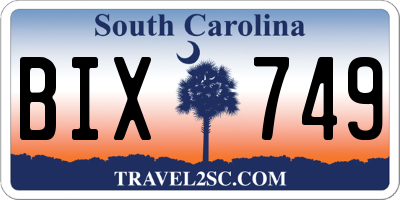 SC license plate BIX749