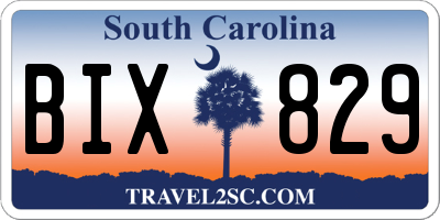 SC license plate BIX829