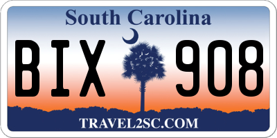SC license plate BIX908