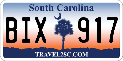 SC license plate BIX917