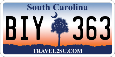 SC license plate BIY363