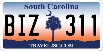 SC license plate BIZ311