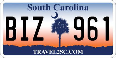 SC license plate BIZ961