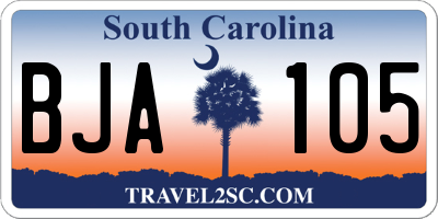 SC license plate BJA105