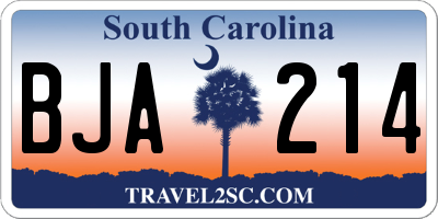 SC license plate BJA214