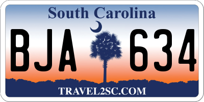 SC license plate BJA634