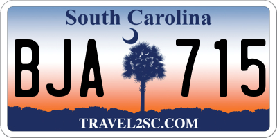 SC license plate BJA715