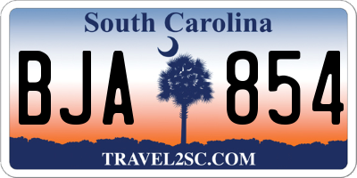 SC license plate BJA854