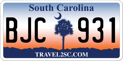 SC license plate BJC931