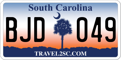 SC license plate BJD049