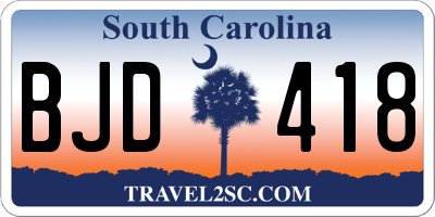 SC license plate BJD418