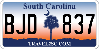 SC license plate BJD837