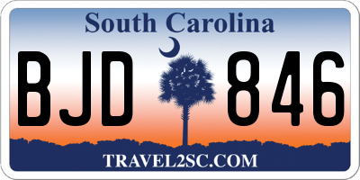 SC license plate BJD846