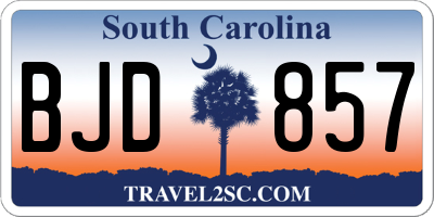 SC license plate BJD857