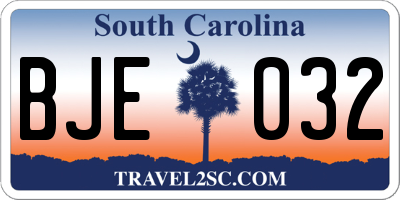 SC license plate BJE032