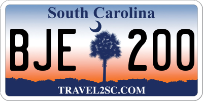 SC license plate BJE200