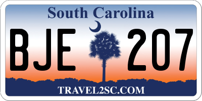SC license plate BJE207